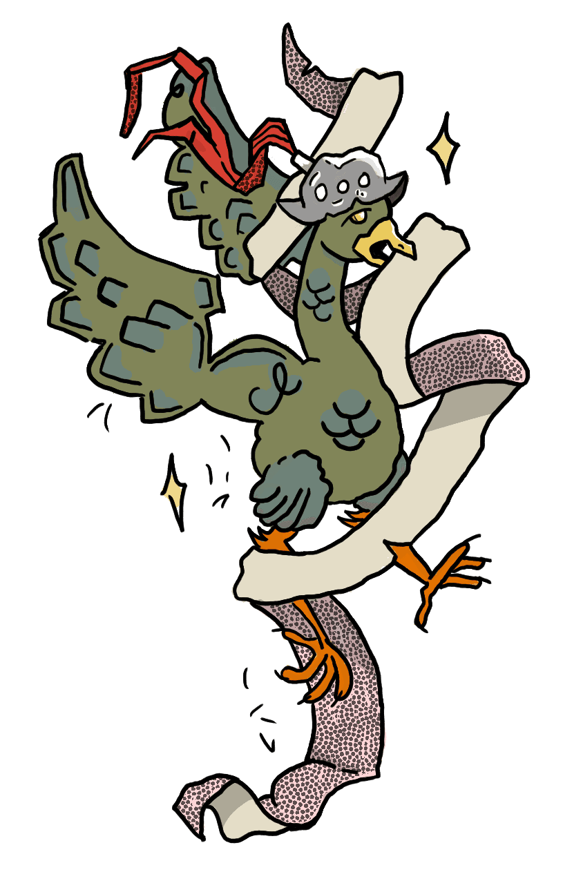 Grüne Ritter-Gans mit Pergamentrolle